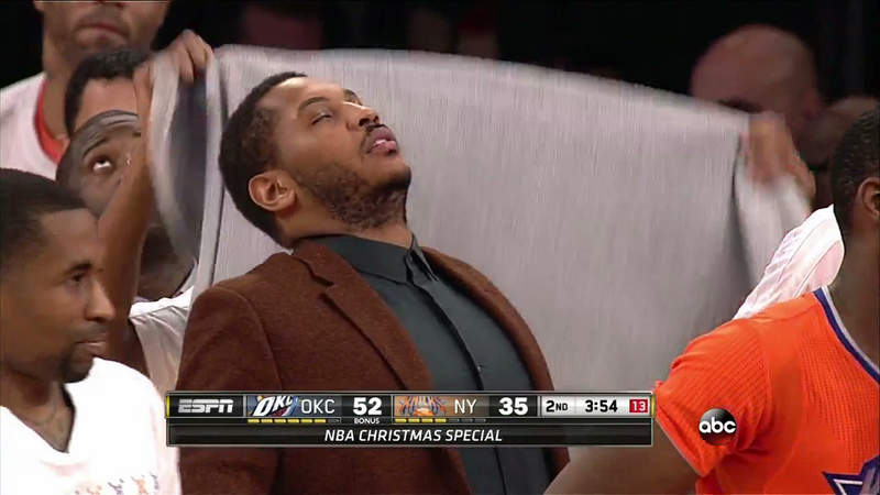 Illustration for article titled Even Carmelo Wanted To Sleep Instead Of Watch The Knicks Yesterday